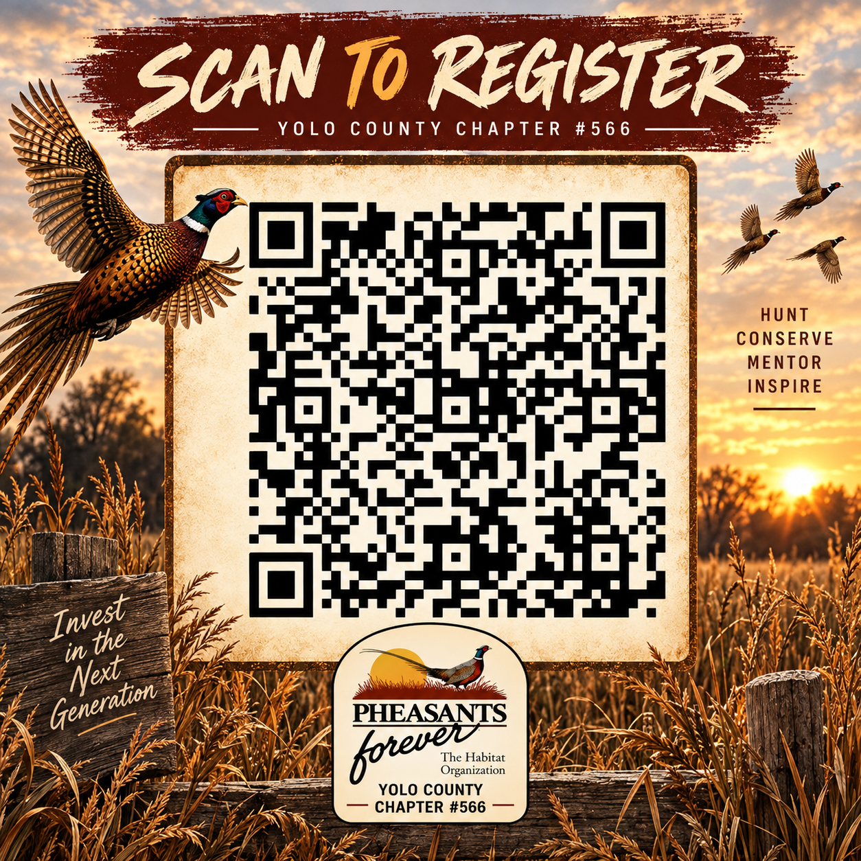 QR code to register for the Thanksgiving Youth Pheasant Hunt
